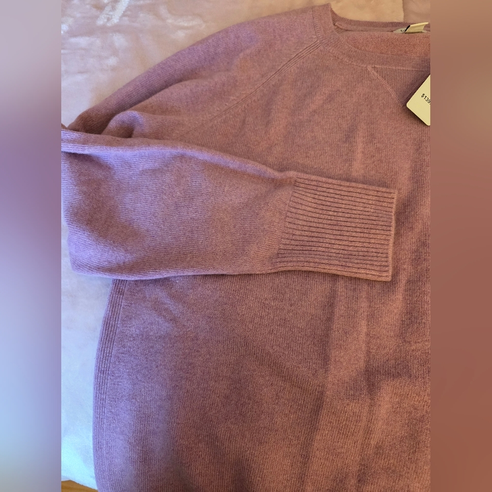 L.L. Bean Mauve Berry Cashmere Crew Sweater - Picture 3 of 4